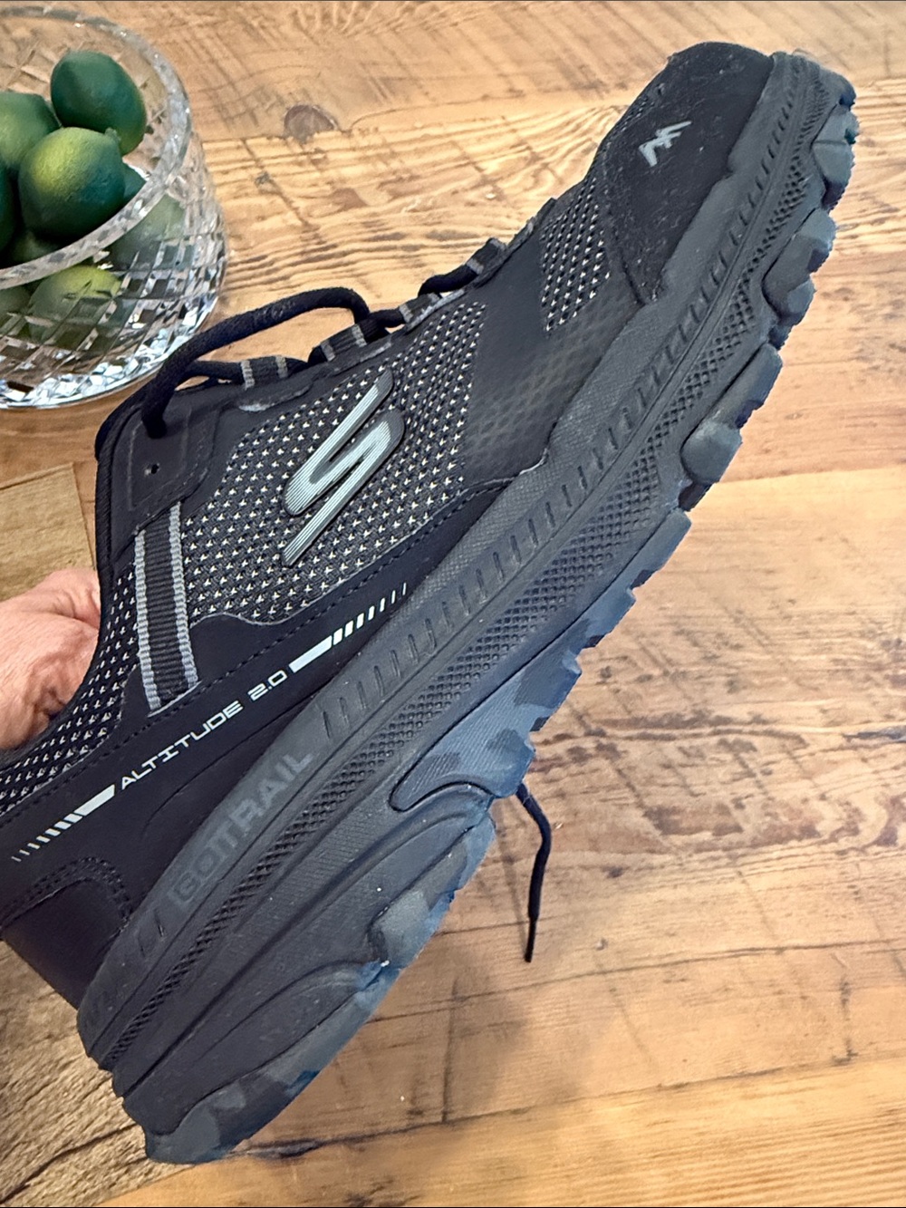 Men’s Sketchers Black Leather and Nylon Casual Shoes Extra Wide